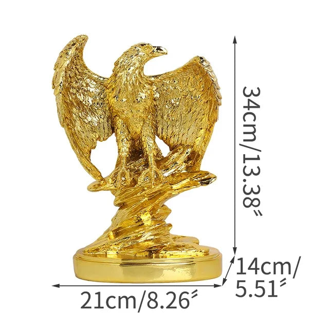 Golden Bald Eagle Statue Home Decor Statue, Office Decoration Resin Art Crafts, Resin Animal Crafts Golden Eagle Spreading Wings - Image 9