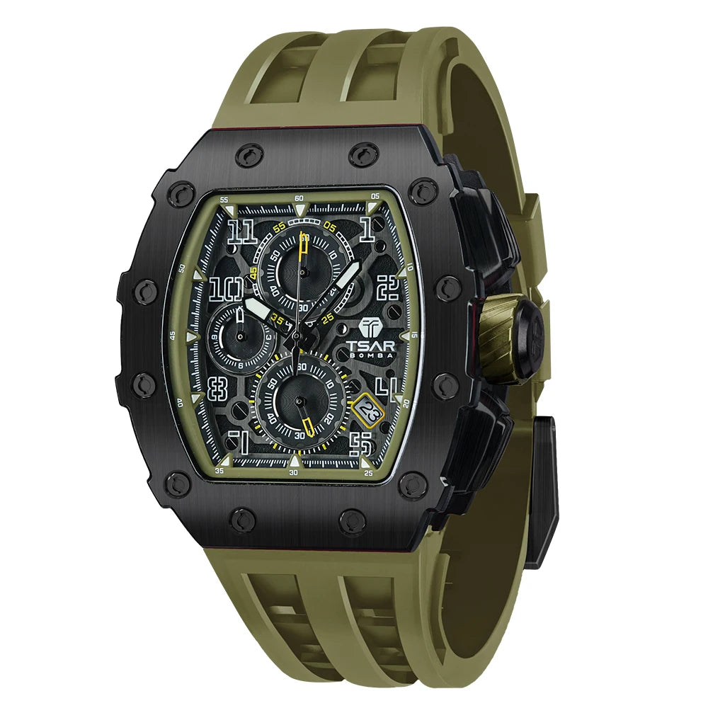 TSAR BOMBA Watch for Men Top Brand Luxury Waterproof Quartz Wristwatch Tonneau Clock Gift Chronograph Rectangle Mens Watch - Image 15
