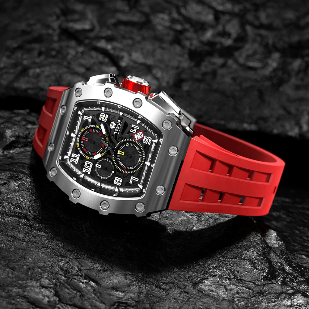 TSAR BOMBA Watch for Men Top Brand Luxury Waterproof Quartz Wristwatch Tonneau Clock Gift Chronograph Rectangle Mens Watch - Image 20