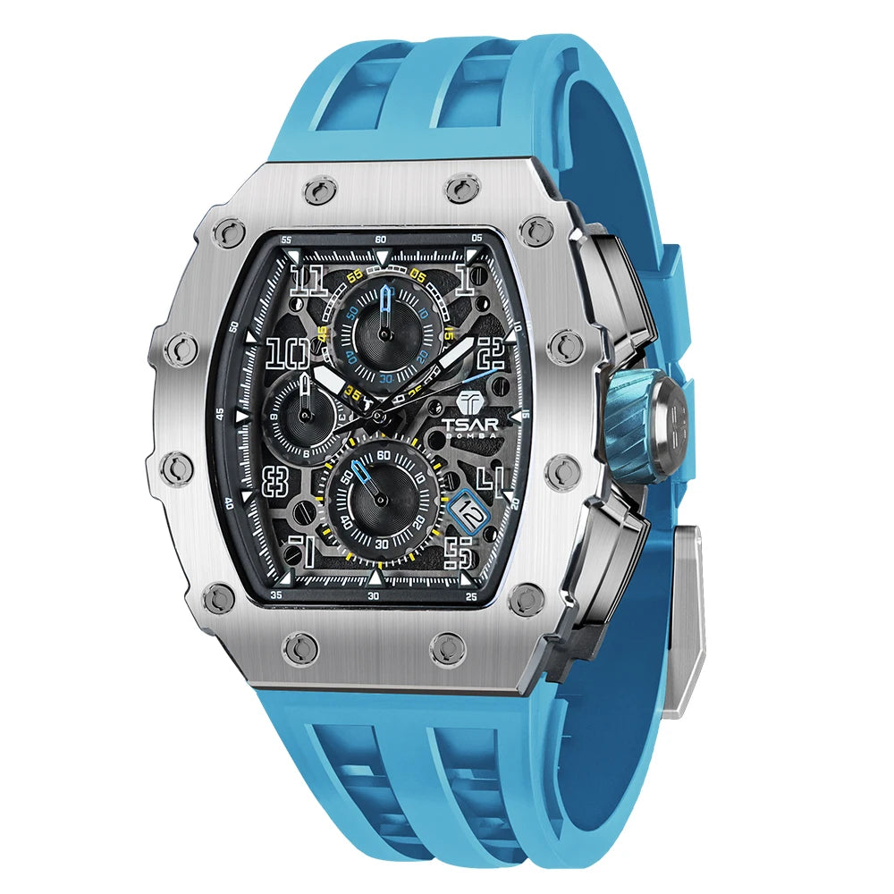 TSAR BOMBA Watch for Men Top Brand Luxury Waterproof Quartz Wristwatch Tonneau Clock Gift Chronograph Rectangle Mens Watch - Image 3