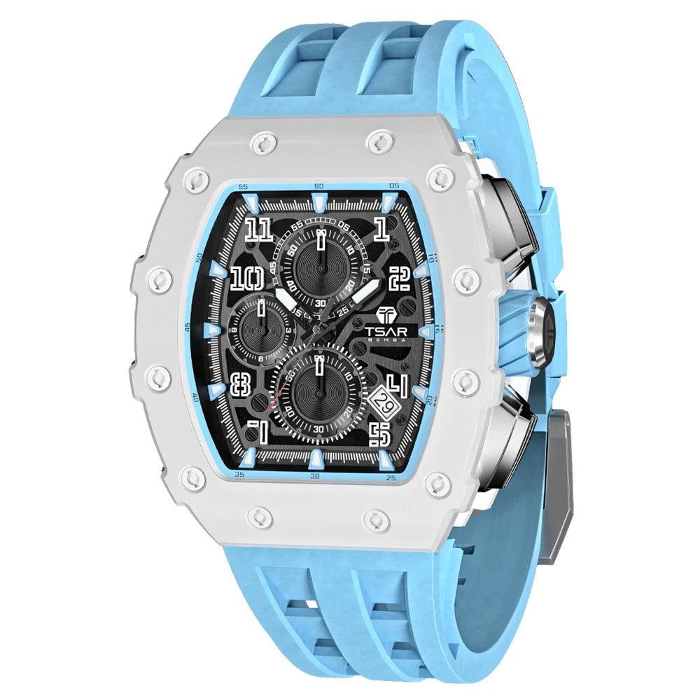 TSAR BOMBA Watch for Men Top Brand Luxury Waterproof Quartz Wristwatch Tonneau Clock Gift Chronograph Rectangle Mens Watch - Image 4