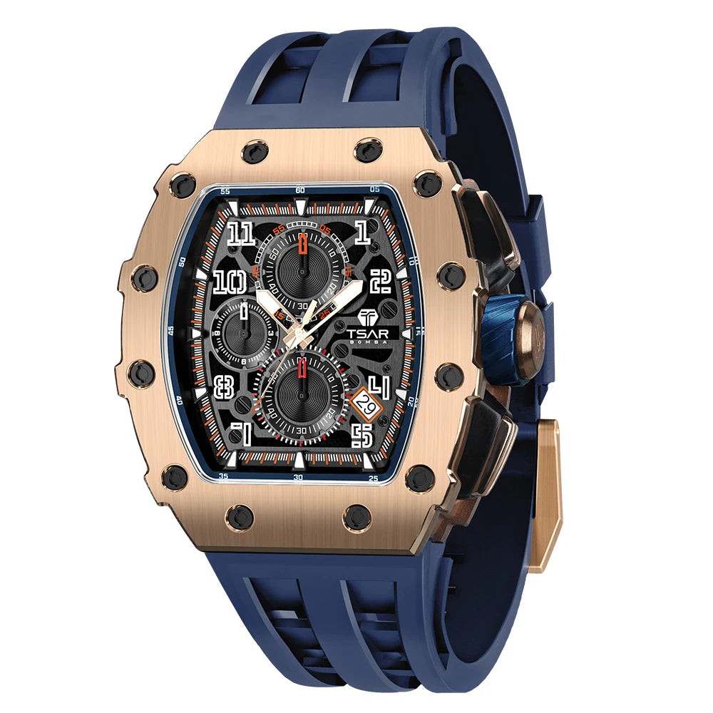 TSAR BOMBA Watch for Men Top Brand Luxury Waterproof Quartz Wristwatch Tonneau Clock Gift Chronograph Rectangle Mens Watch - Image 10